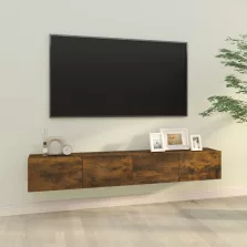   vidaXL 2 db füstös -tölgyszín szerelt fa fali TV-szekrény 100x30x30 cm