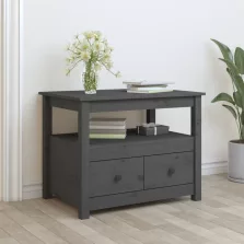   vidaXL szürke tömör fenyőfa dohányzóasztal 71 x 49 x 55 cm