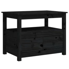   vidaXL fekete tömör fenyőfa dohányzóasztal 71 x 49 x 55 cm