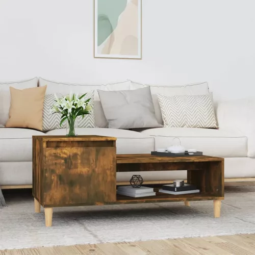 vidaXL füstös tölgy színű fatermék dohányzóasztal 100 x 50 x 45 cm