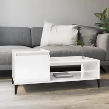   vidaXL magasfényű fehér szerelt fa dohányzóasztal 100 x 50 x 45 cm