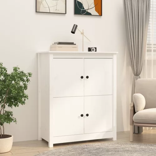 vidaXL fehér tömör fenyőfa tálalószekrény 83 x 41,5 x 100 cm