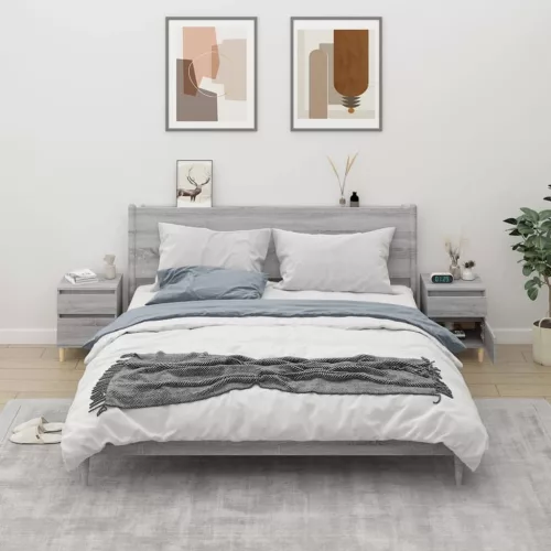 vidaXL 2 db szürke sonoma színű éjjeliszekrény 40x35x50 cm