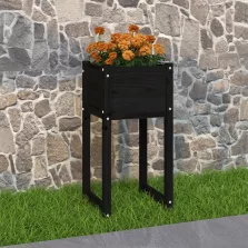   vidaXL fekete tömör fenyőfa növénytartó 40 x 40 x 81 cm
