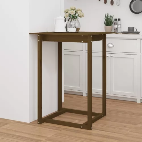 vidaXL mézbarna tömör fenyőfa bárasztal 80 x 80 x 110 cm