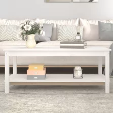   vidaXL fehér tömör fenyőfa dohányzóasztal 110 x 55 x 45 cm