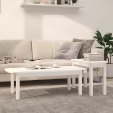   vidaXL 2 részes fehér tömör fenyőfa dohányzóasztalszett