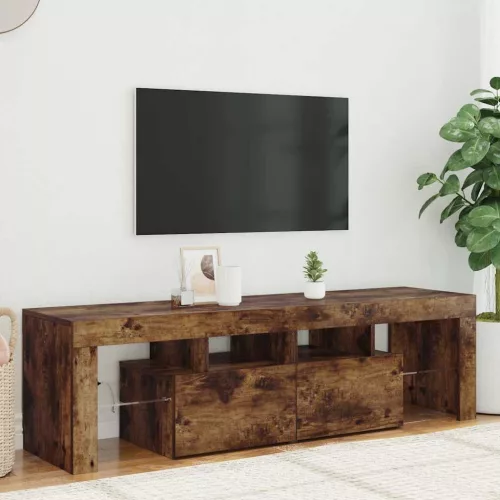 vidaXL füstös tölgy színű TV-szekrény LED-lámpákkal 140 x 36,5 x 40 cm