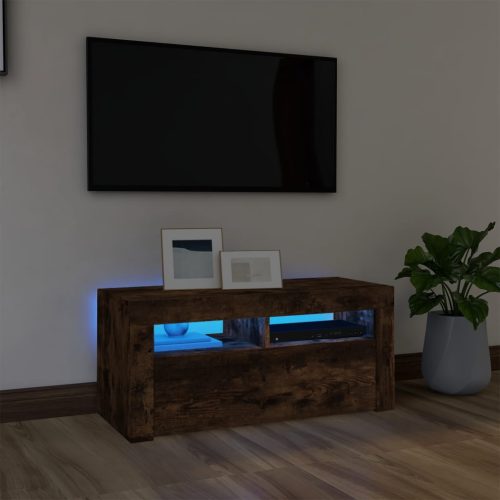 vidaXL füstös tölgyszínű TV-szekrény LED-világítással 90 x 35 x 40 cm