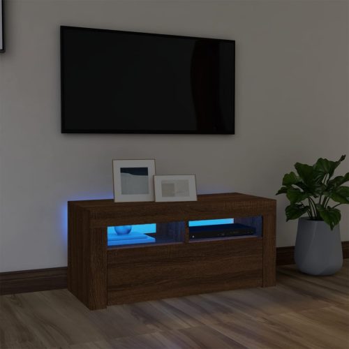 vidaXL barna tölgyszínű TV-szekrény LED-világítással 90 x 35 x 40 cm