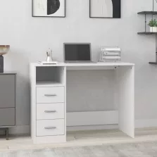   vidaXL fehér szerelt fa íróasztal fiókokkal 102 x 50 x 76 cm