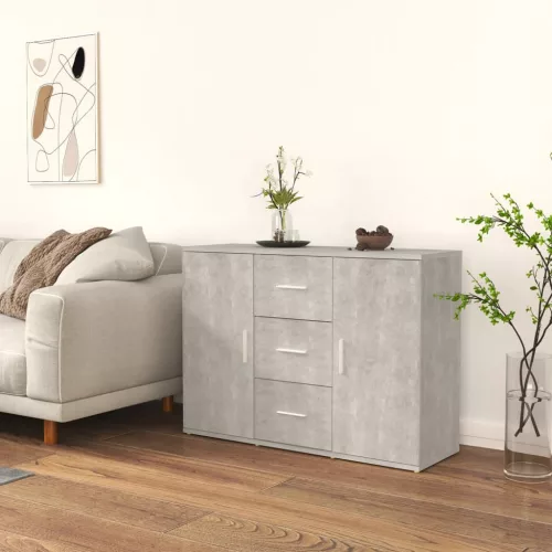 vidaXL betonszürke szerelt fa tálalószekrény 91x29,5x65 cm