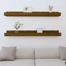   vidaXL 2 db mézbarna tömör fenyőfa fali polc 110 x 12 x 9 cm