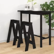 vidaXL 2 db fekete tömör fenyőfa ülőke 40 x 40 x 75 cm