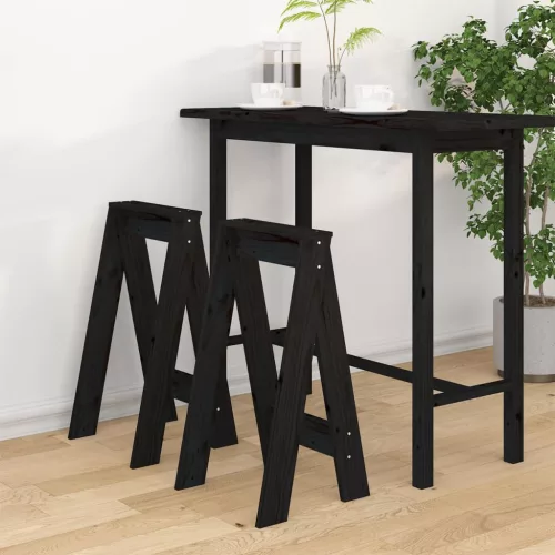 vidaXL 2 db fekete tömör fenyőfa ülőke 40 x 40 x 75 cm