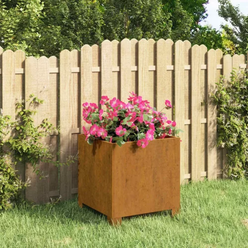 vidaXL rozsda színű corten acél növénytartó lábbal 30 x 30 x 30 cm