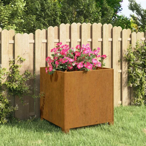 vidaXL rozsda színű corten acél növénytartó lábbal 40 x 40 x 40 cm
