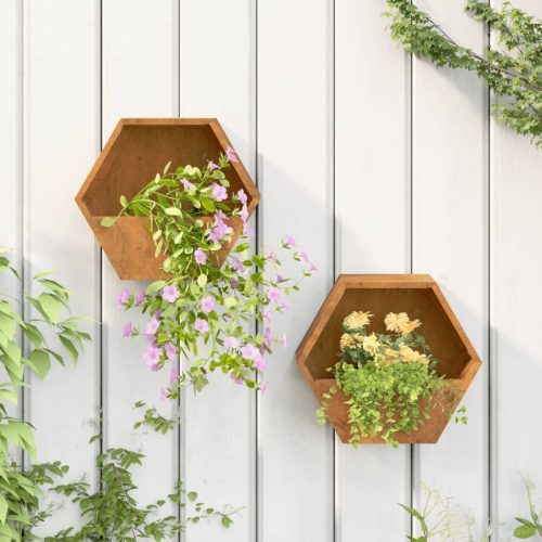 vidaXL 2 db rozsda színű corten acél fali növénytartó 30 x 10 x 25 cm