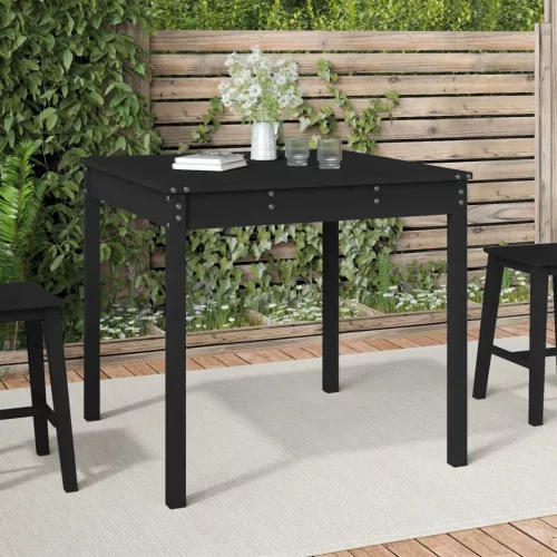 vidaXL fekete tömör fenyőfa kerti asztal 82,5 x 82,5 x 76 cm