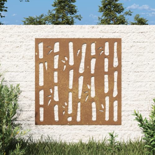 vidaXL bambuszmintás corten acél kerti faldísz 55x55 cm