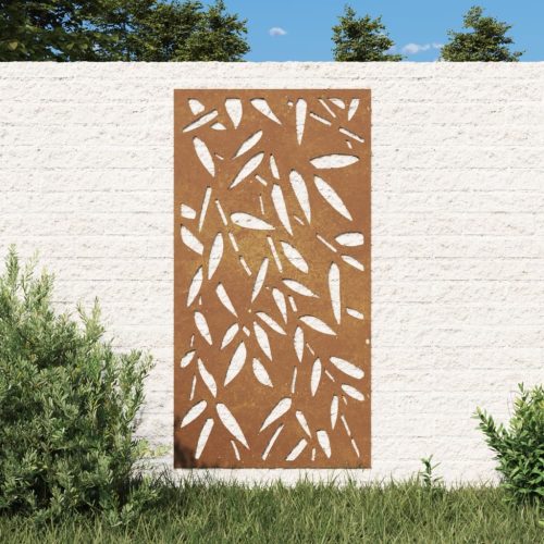 vidaXL bambuszlevél-mintás corten acél kerti faldísz 105 x 55 cm