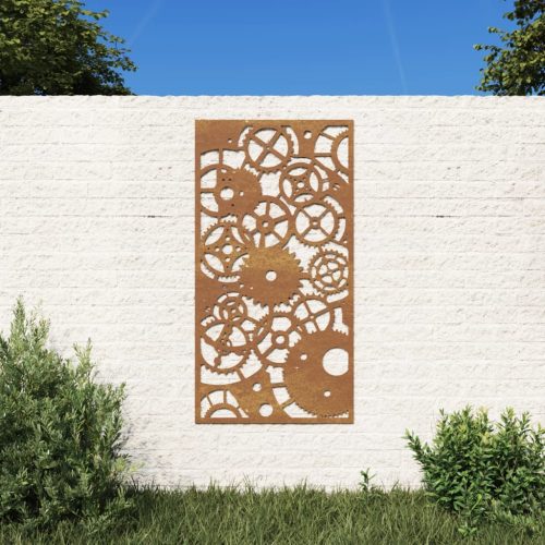 vidaXL fogaskerék mintás corten acél kerti faldísz 105 x 55 cm