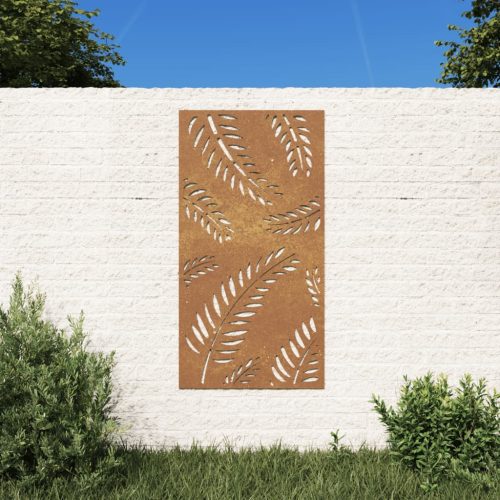 vidaXL levélmintás corten acél kerti faldísz 105 x 55 cm