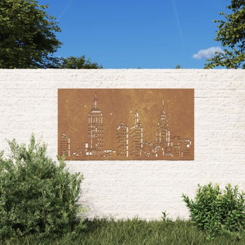 vidaXL látkép mintás corten acél kerti faldísz 105 x 55 cm