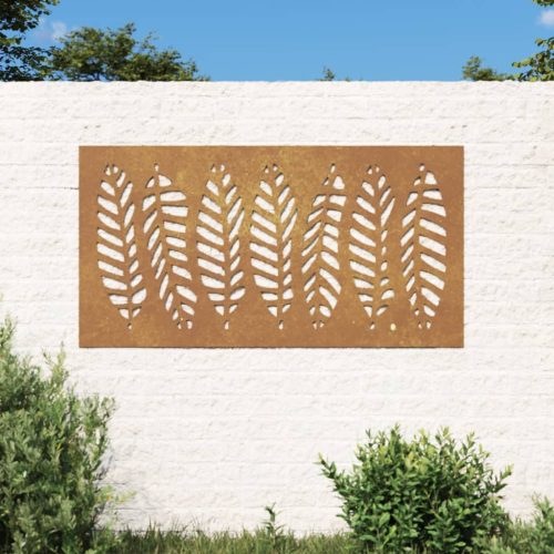 vidaXL levélmintás corten acél kerti faldísz 105 x 55 cm