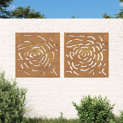 vidaXL 2 db rózsamintás corten acél kerti faldísz 55 x 55 cm