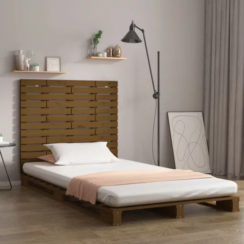 vidaXL mézbarna tömör fenyőfa fali fejtámla 126 x 3 x 91,5 cm