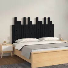   vidaXL fekete tömör fenyőfa fali fejtámla 127,5 x 3 x 80 cm