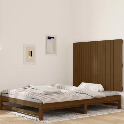 vidaXL mézbarna tömör fenyőfa fali fejtámla 127,5x3x90 cm