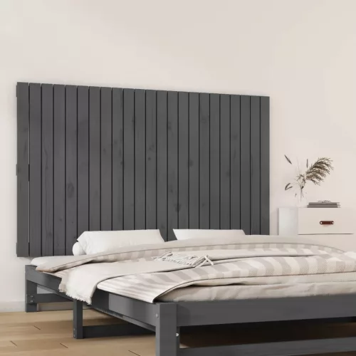 vidaXL szürke tömör fenyőfa fali fejtámla 147 x 3 x 90 cm