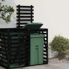   vidaXL fekete tömör fenyőfa szemeteskuka tároló hosszabbító