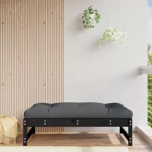   vidaXL fekete tömör fenyőfa kerti lábzsámoly párnával 120x80 cm