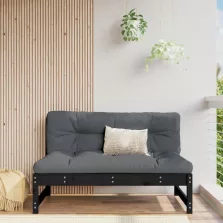   vidaXL fekete tömör fenyőfa középső kanapé 120 x 80 cm