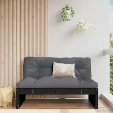   vidaXL fekete tömör fenyőfa középső kanapé 120 x 80 cm