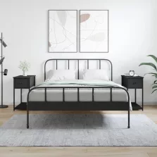 vidaXL 2 db fekete szerelt fa éjjeliszekrény 30x60x60 cm