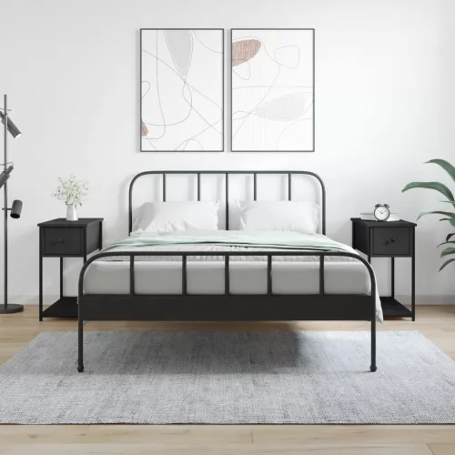 vidaXL 2 db fekete szerelt fa éjjeliszekrény 30x60x60 cm
