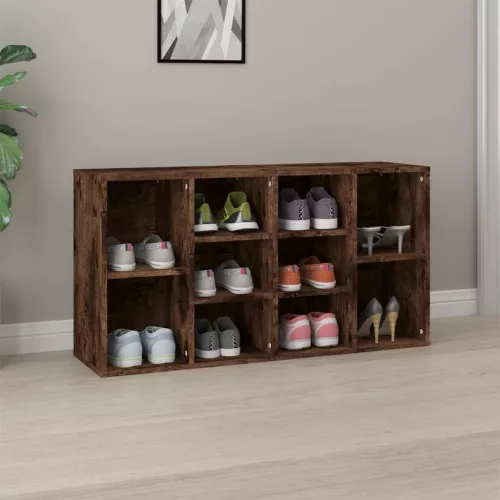 vidaXL füstös tölgy színű szerelt fa cipőtároló pad 103x30x54,5 cm