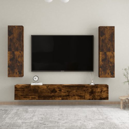 vidaXL 2 db füstös tölgy falra szerelhető TV-szekrény 30,5x30x110 cm