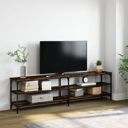 vidaXL füstös tölgyszínű szerelt fa és fém TV-szekrény 180x30x50 cm