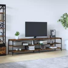   vidaXL füstös tölgy színű szerelt fa és fém TV-szekrény 200x30x50 cm