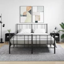   vidaXL 2 db fekete szerelt fa és vas éjjeliszekrény 40 x 35 x 47,5 cm