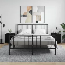   vidaXL 2 db fekete szerelt fa éjjeliszekrény 40 x 40 x 50 cm