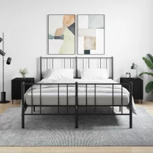   vidaXL 2 db fekete szerelt fa éjjeliszekrény 40 x 40 x 50 cm