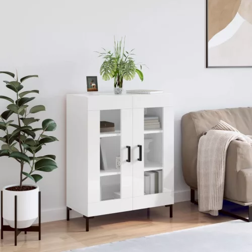 vidaXL magasfényű fehér szerelt fa tálalószekrény 69,5 x 34 x 90 cm