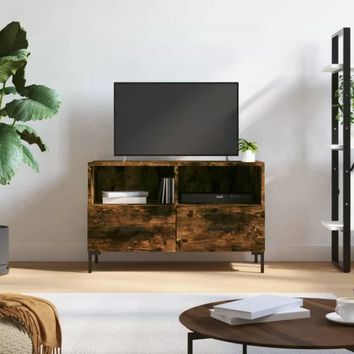 vidaXL füstös tölgy színű szerelt fa TV-szekrény 80 x 36 x 50 cm