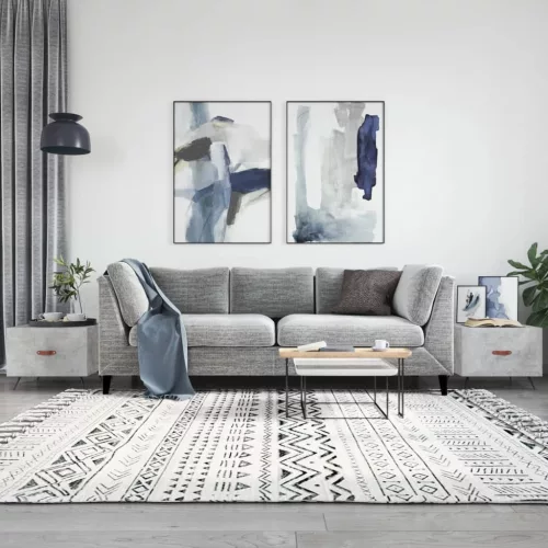 vidaXL 2 db betonszürke szerelt fa dohányzóasztal 50 x 50 x 40 cm